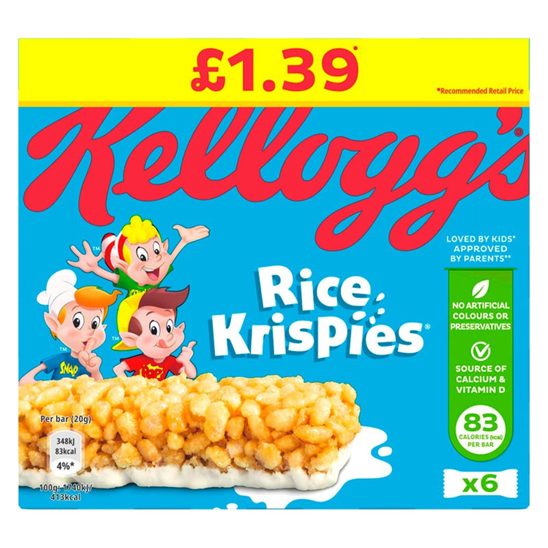 Kelloggs Rice Krispies Cereal Bars 6x20g