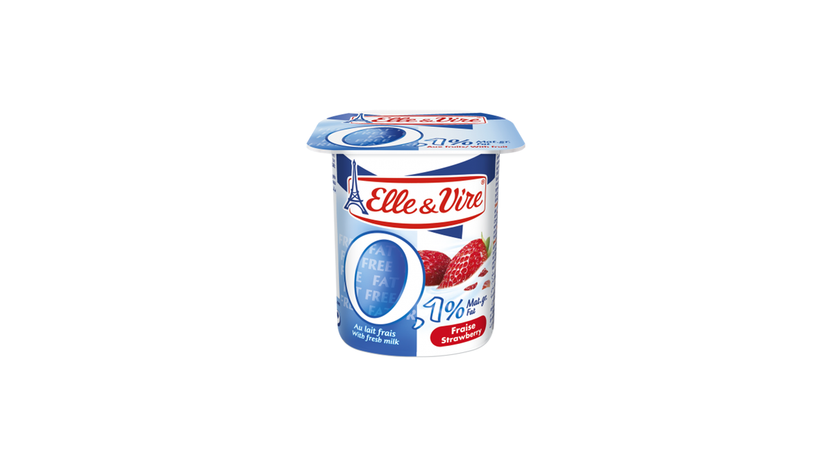 Elle & Vire Fruits Strawberry Fat Free 125g - Shams Shopping Centre Elle & Vire  