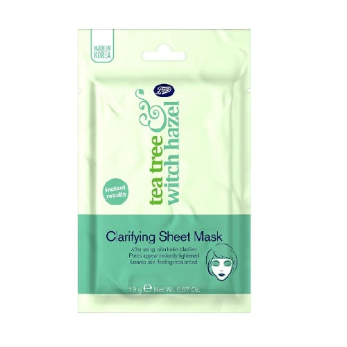 Boots Tea Tree Witch Hazel Clarifying Sheet Mask 18g - Shams Shopping Centre Boots  