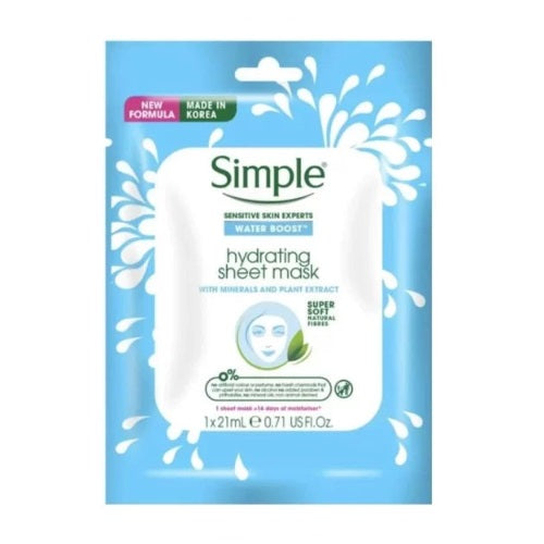 Simple Water Boost Hydrating Sheet Mask 23ml - Shams Shopping Centre Simple  