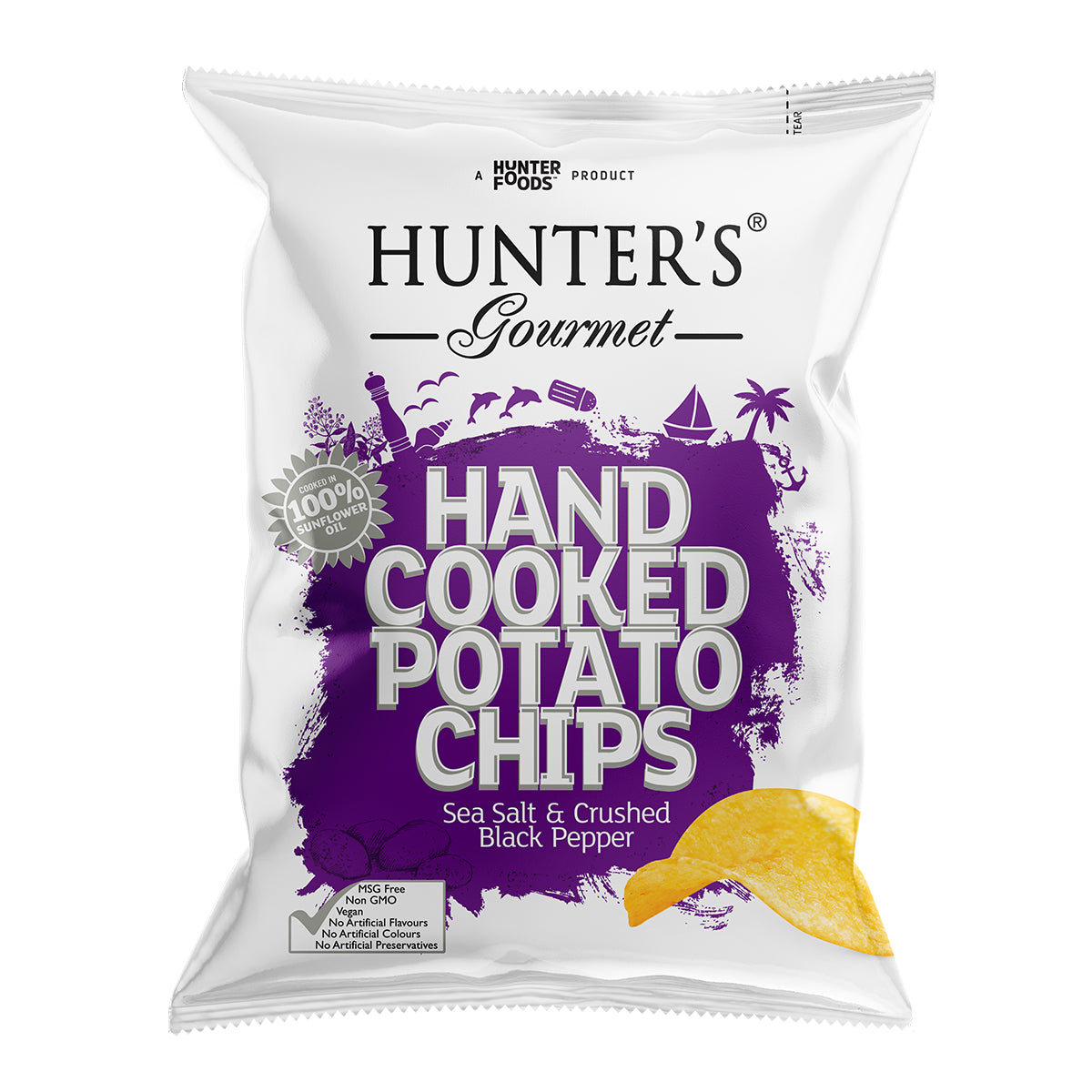 Hunter's Hand Cooked Potato Chips Sea Salt & Crushed Black Peppers 40g - Shams Shopping Centre Shams Shopping Centre  