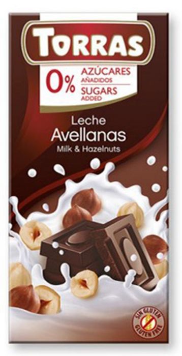 Torras No Sugar Added Milk & Hazelnut Bar 75g - Shams Shopping Centre Torras  