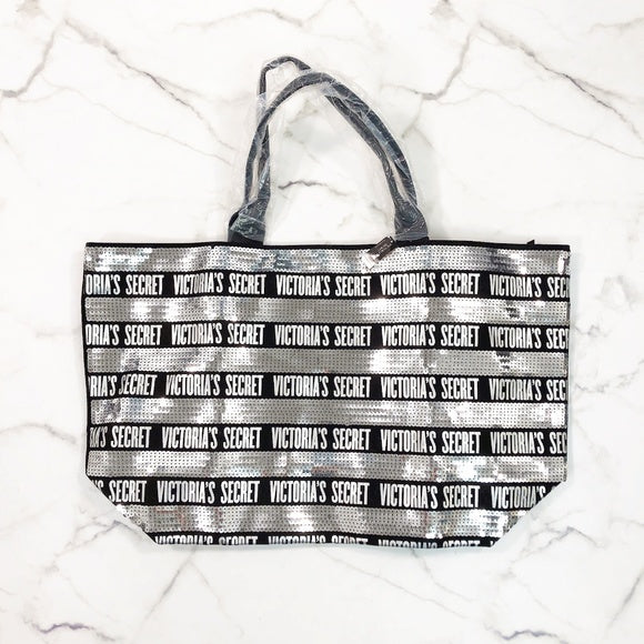 Victoria's Secret Black Friday Tote Large Black and Silver Sequins - Shams Shopping Centre Victoria Sectret  