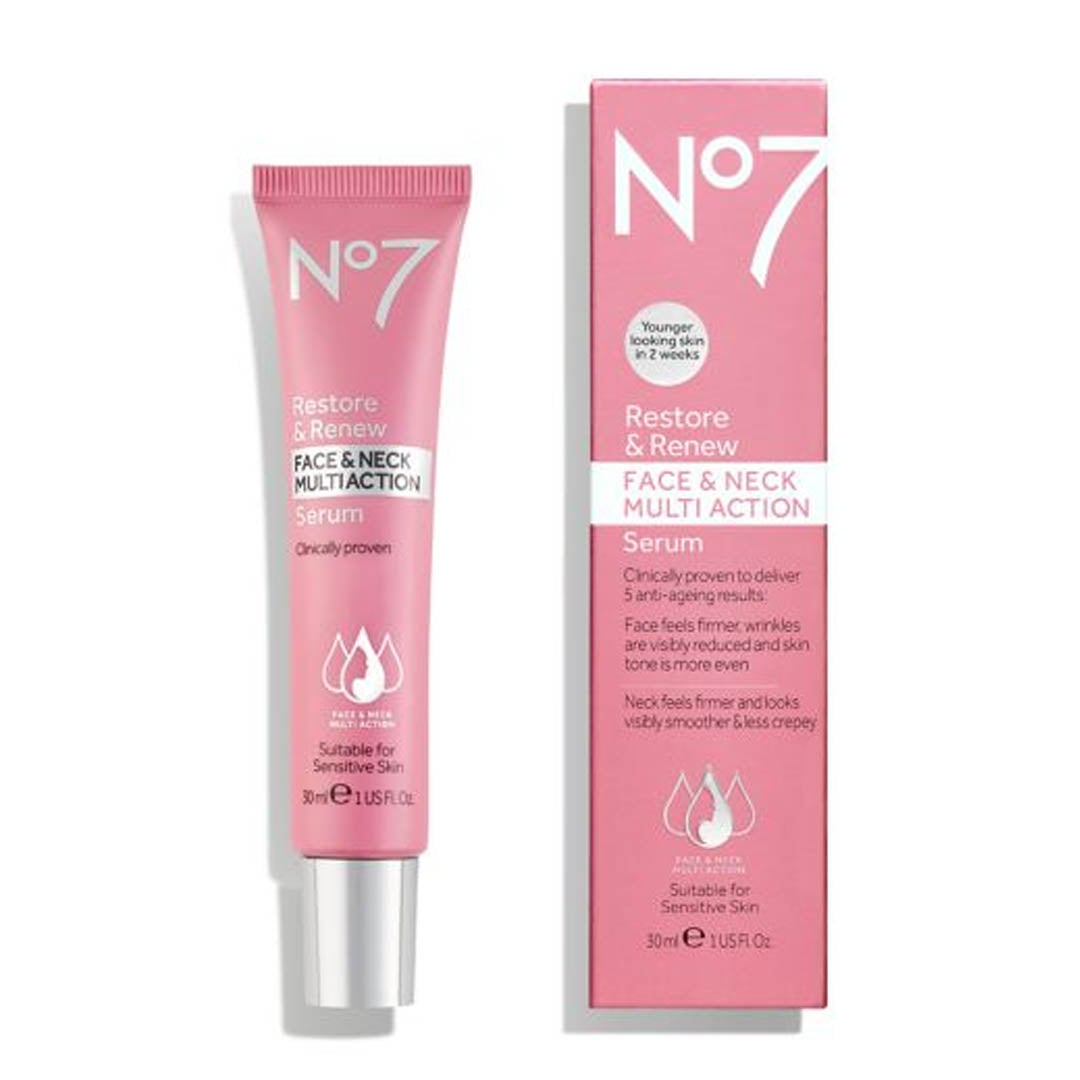 Boots No7 Restore & Renew Face & Neck Multiaction Serum 50ml - Shams Shopping Centre NO 7  