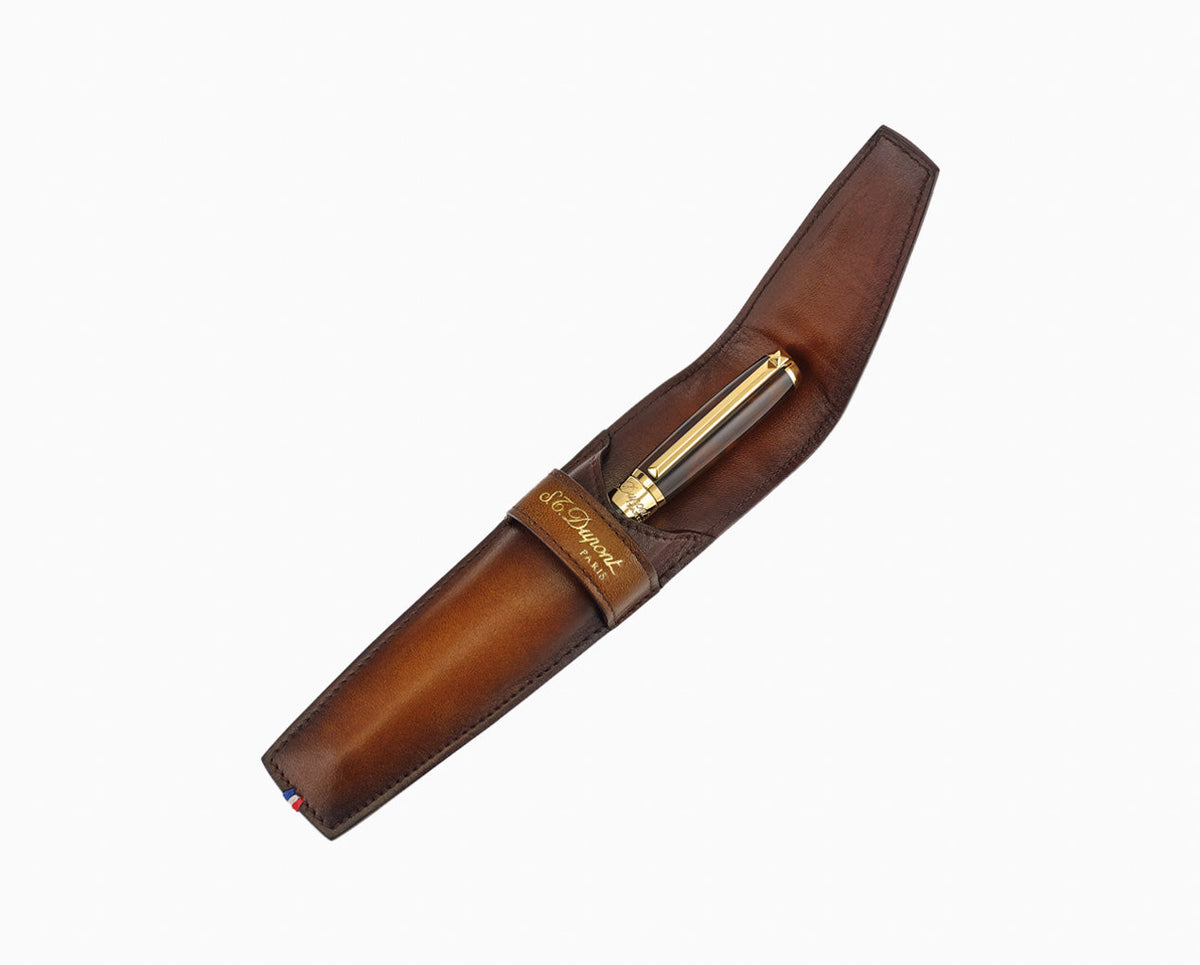 St Dupont Simple Pen Case Atelier Brown (190404) - Shams Shopping Centre ST Dupont  